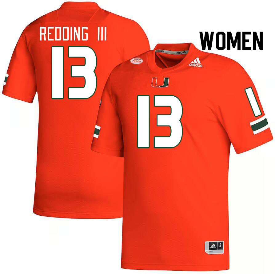 Women #13 Michael Redding III Miami Hurricanes College Football Jerseys Stitched-Orange - Click Image to Close